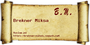Brekner Miksa névjegykártya